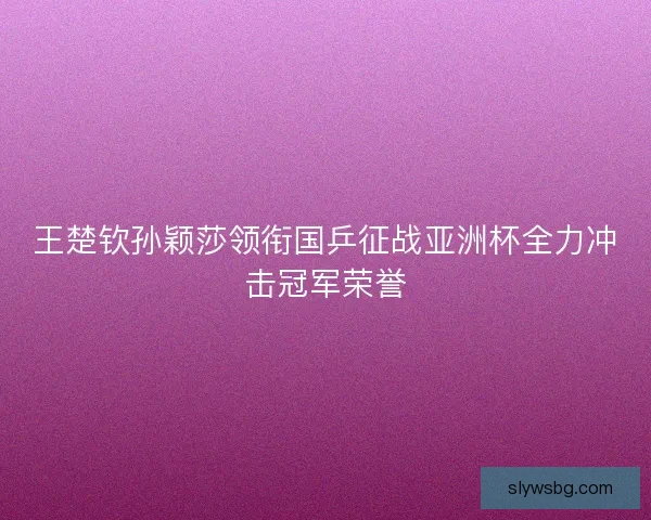 王楚钦孙颖莎领衔国乒征战亚洲杯全力冲击冠军荣誉